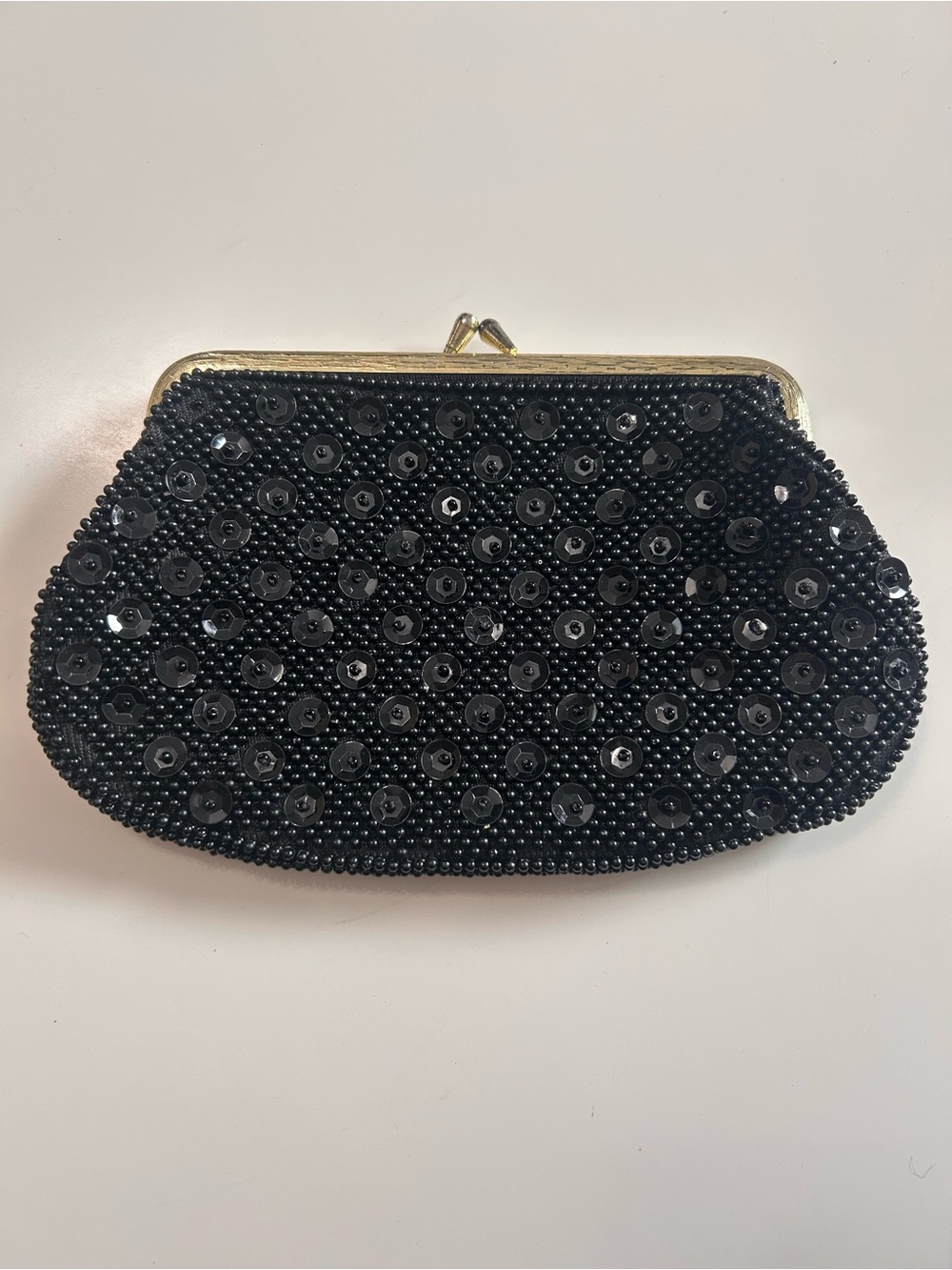 Vintage Black Beaded Coin Purse